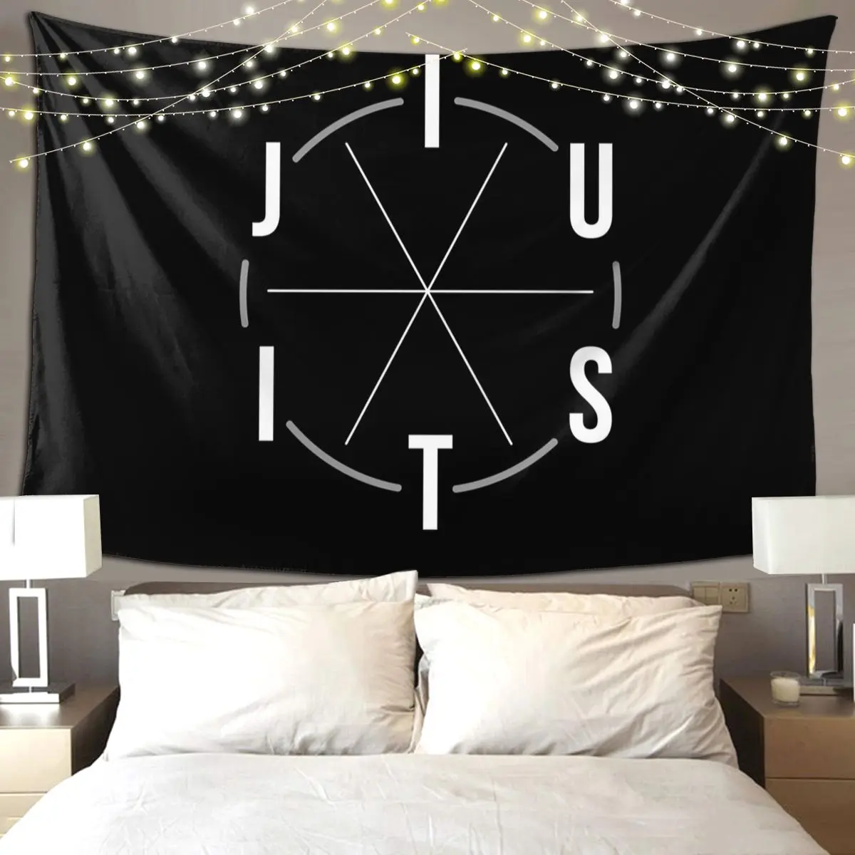 Jiu Jitsu BJJ Circle White Light Tapestry Funny Wall Hanging Aesthetic Home Decor Tapestries for Living Room Bedroom Dorm Room