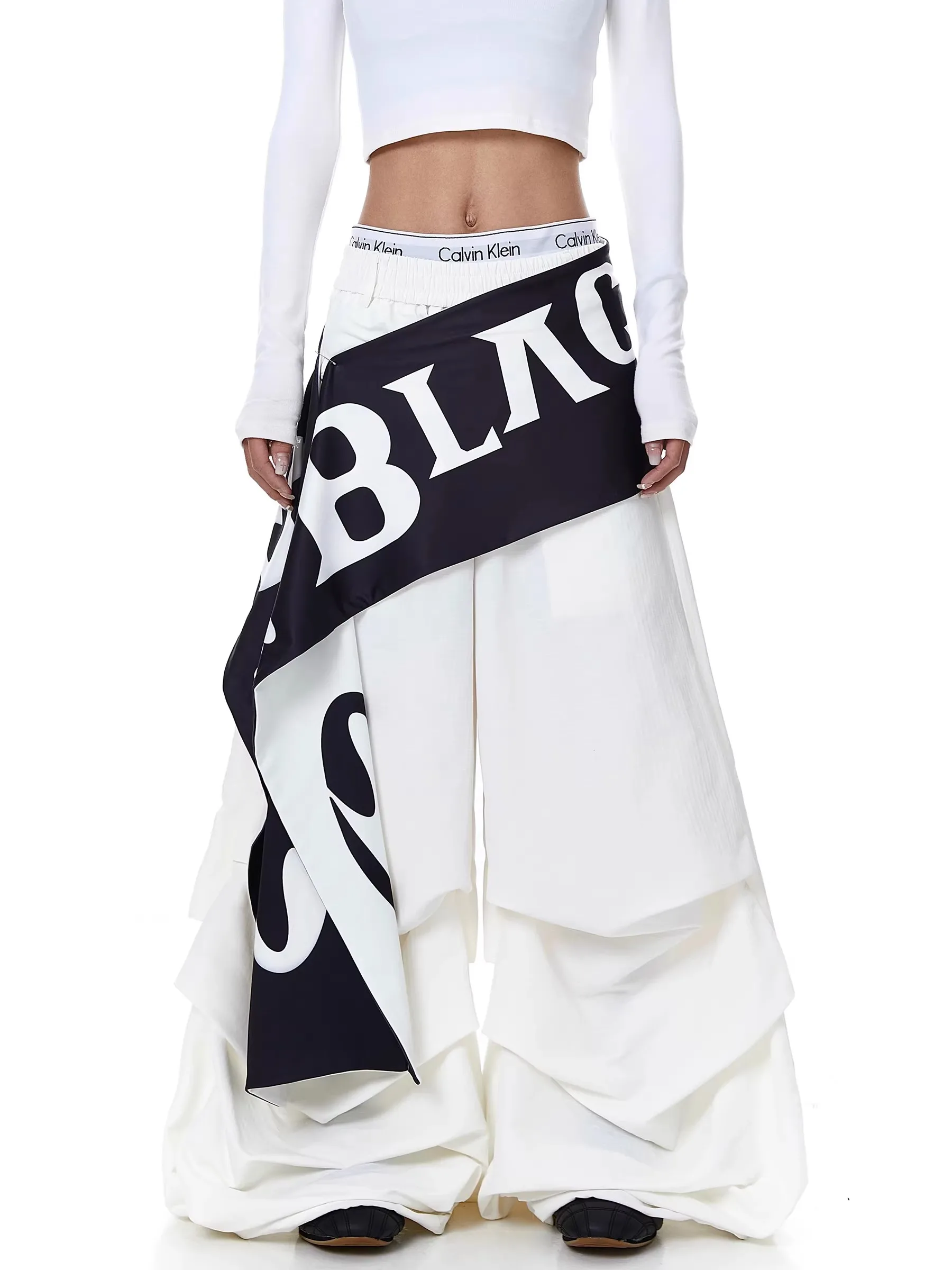 

Detachable Letter Paratrooper Work Pants Women's Summer 2026 Trendy Jazz Dance Loose Wide Leg Long Trousers Casual Style