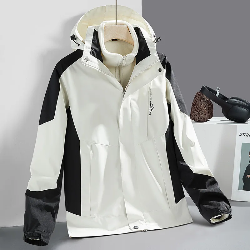 Outdoorthree-in-one Jacket Men and Women Couple Mountaineering Suit Windproof Waterproof Jacket Breathable Anti-splashing Jacket