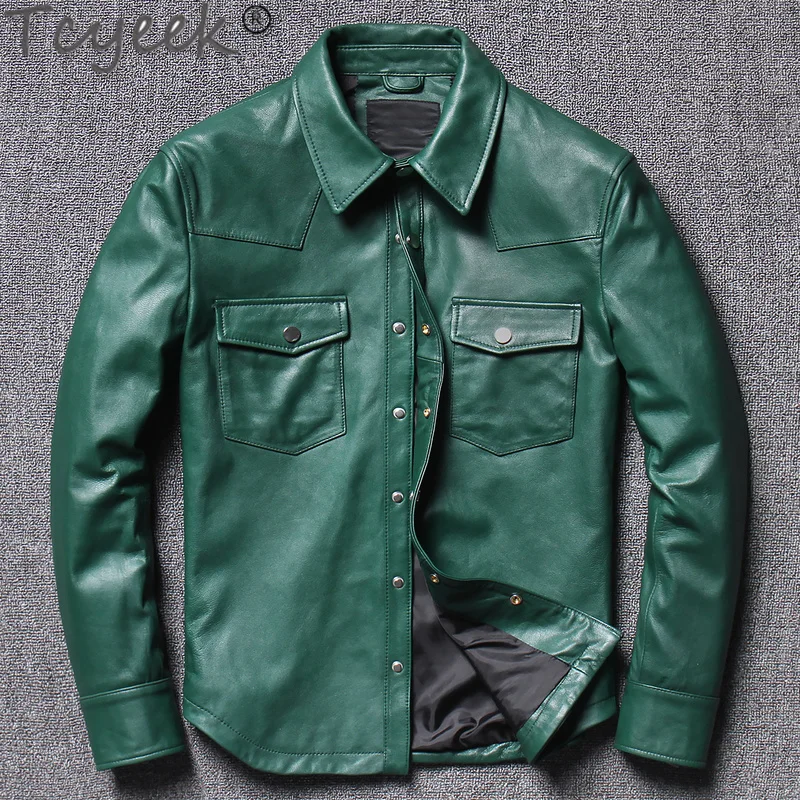 Genuine High Quality Leather Jacket Men 100% Goatskin Leather Coat Casual Mens Clothing Spring Autumn 2023 Hommes Veste