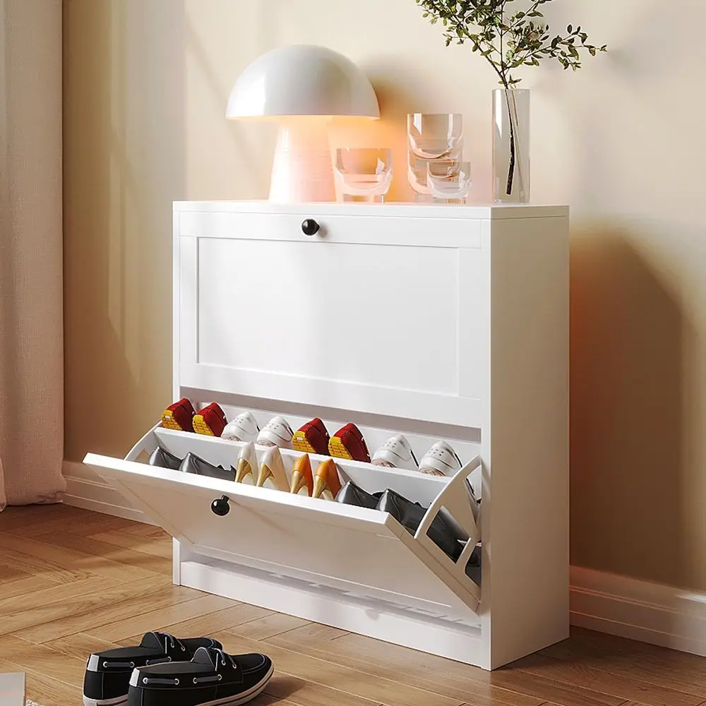 

Shoe Cabinet with 2 Flip Drawers, Freestanding Shoe Storage Cabinet with Adjustable Shelf amp AntiTipping Device, Shoe Rack for