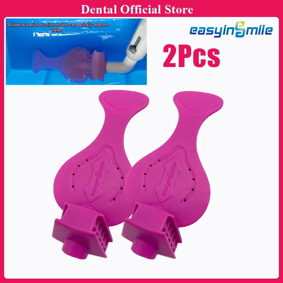 EASYINSMILE 2Pcs Dental Bite Block Saliva Ejector Suction Tube with Lip Isolation Adapter Sealed DryShield HVE Mouth Opener Prop