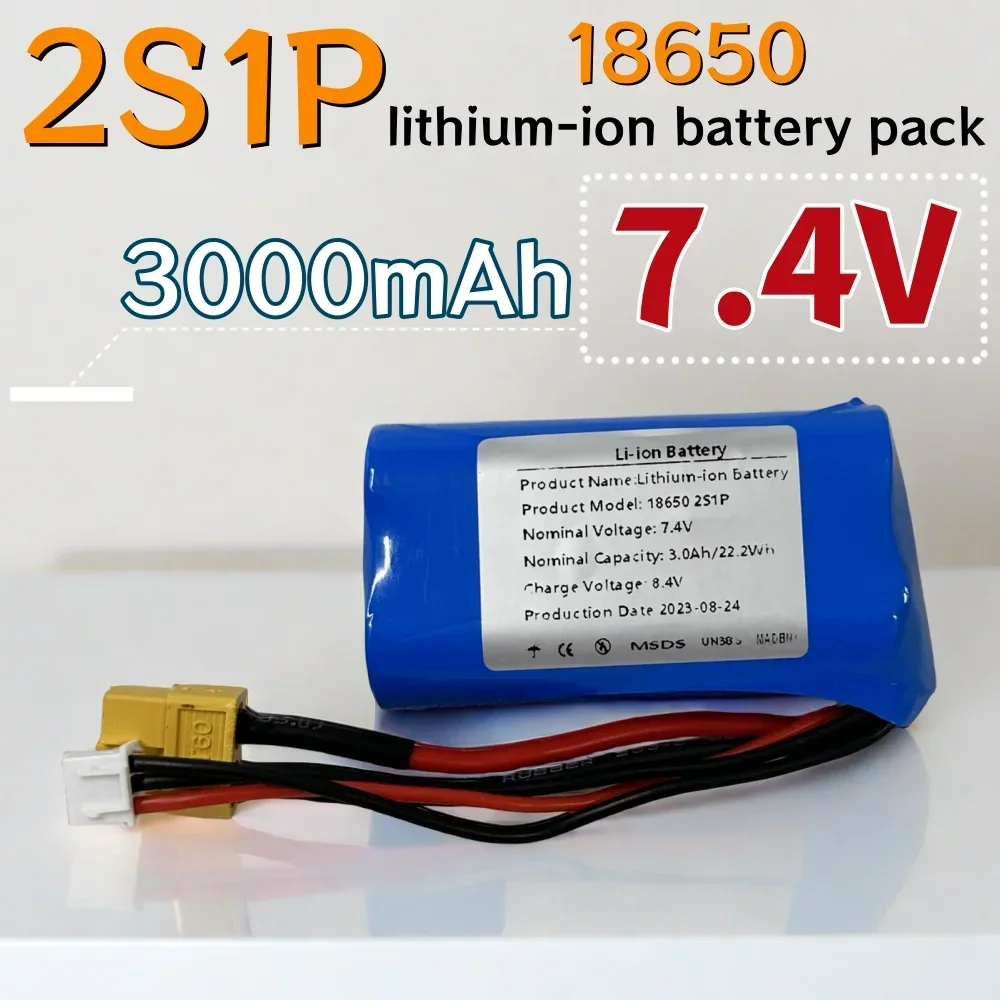 

18650 2S1P 7.4V 3000mAh UAV Rechargeable Li-ion Battery Pack for Various RC Airplane Drone Quadrotor XH2.54-3P XT60