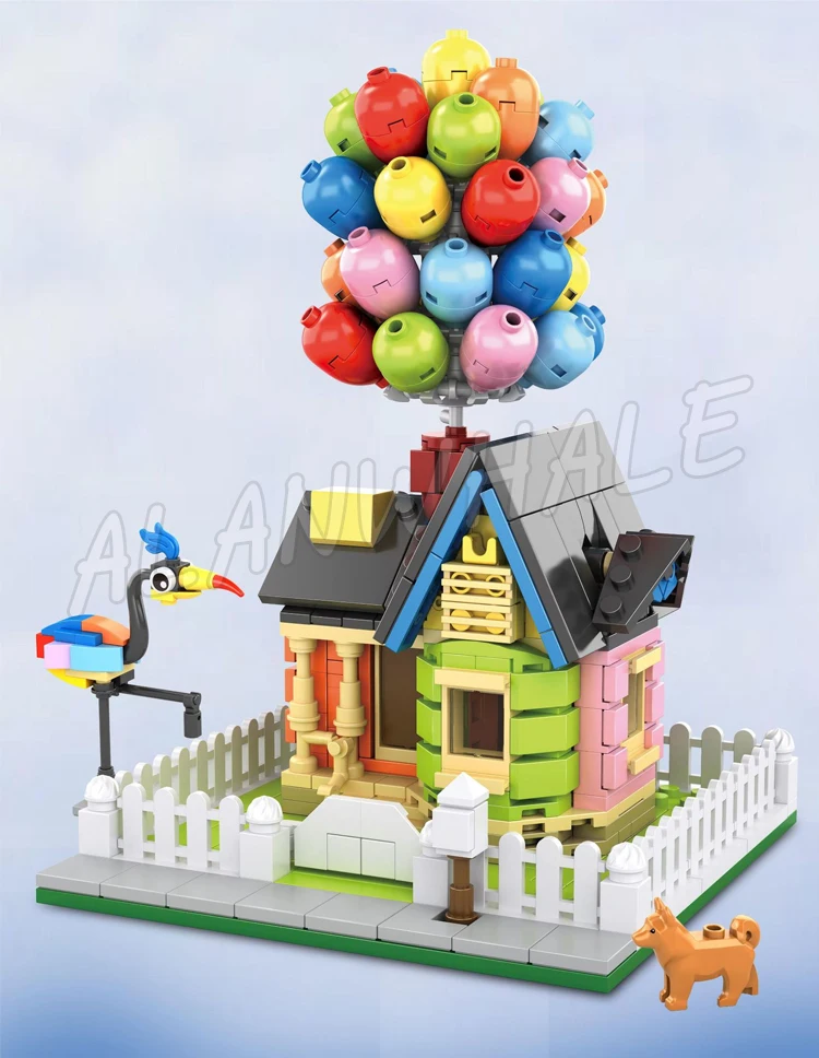 686pcs Ideas Balloon House Flying Up Home Garden Sky Adventure 7025 Building Block Sets Compatible With Model