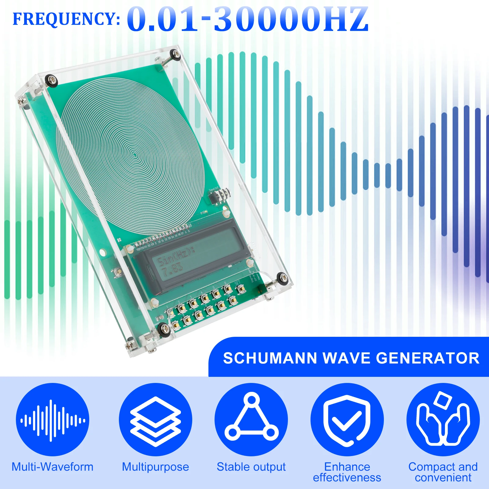 Schumann Resonance Sine Wave Generator Adjustable Schumann Sine Wave Generator Portable 7.83 Hz Ultra Low Frequency Generator