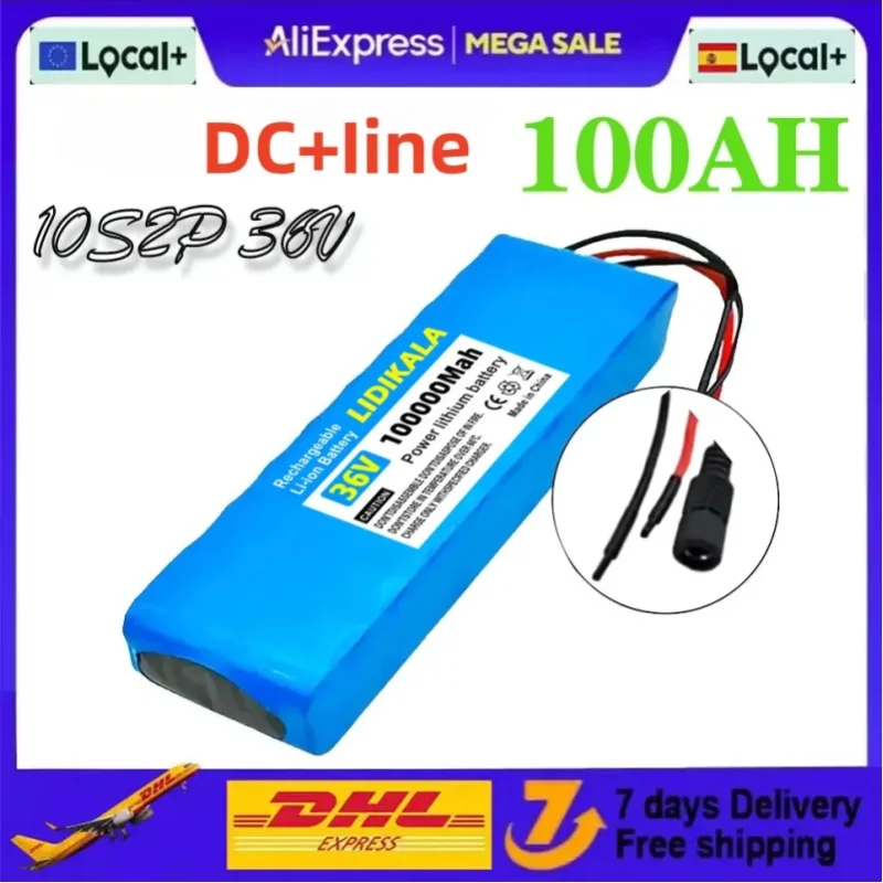 36V 100Ah Hochkapazitäts-Lithium-Ionen-Akku 10S2P Wiederaufladbarer Leistungsakku für Elektrofahrräder und -roller