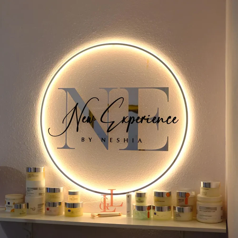 

Custom 3D Acrylic Metal LED Neon Sign Beauty Salon/Nail/Hair Studio/Office Logo Plaque Business Name Decor Plaques LED Lights
