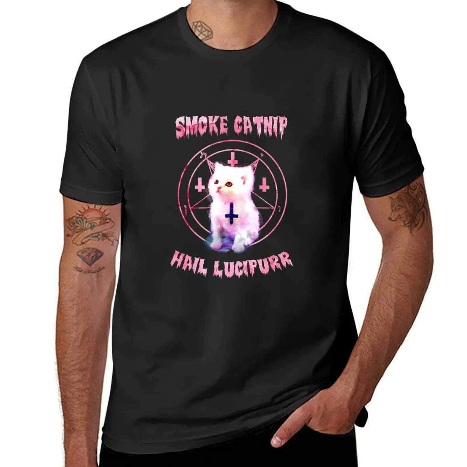 SMOKE CATNIP HAIL LUCIPURR T-Shirt blanks oversizeds plus size tops heavy weight t shirts for men