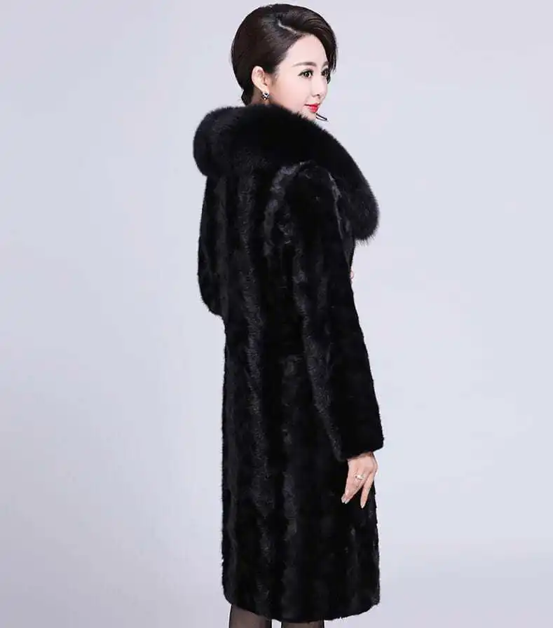 ฤดูใบไม้ร่วงและฤดูหนาวใหม่พิเศษ Lady FUR Coat เลียนแบบ Mink ผมเสื้อแจ็คเก็ตยาวในยุโรปและ