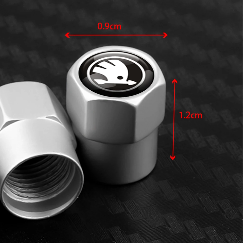 4Pcs Car Accessories Car Tire Valve Cover Wheel Protection Dust Caps For Skoda VRS VII Octavia A2 A5 2 Superb Kodiaq Rapid Fabia