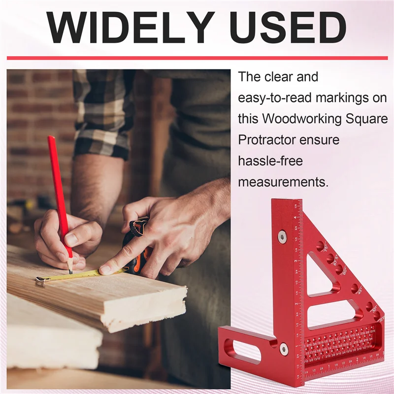 เครื่องมือวัด AT13 ไม้ฉากวัดมุม โปรแทรกเตอร์ ทำจากอลูมิเนียมอัลลอยด์ พร้อมเดือยและเครื่องมือเขียนเส้น