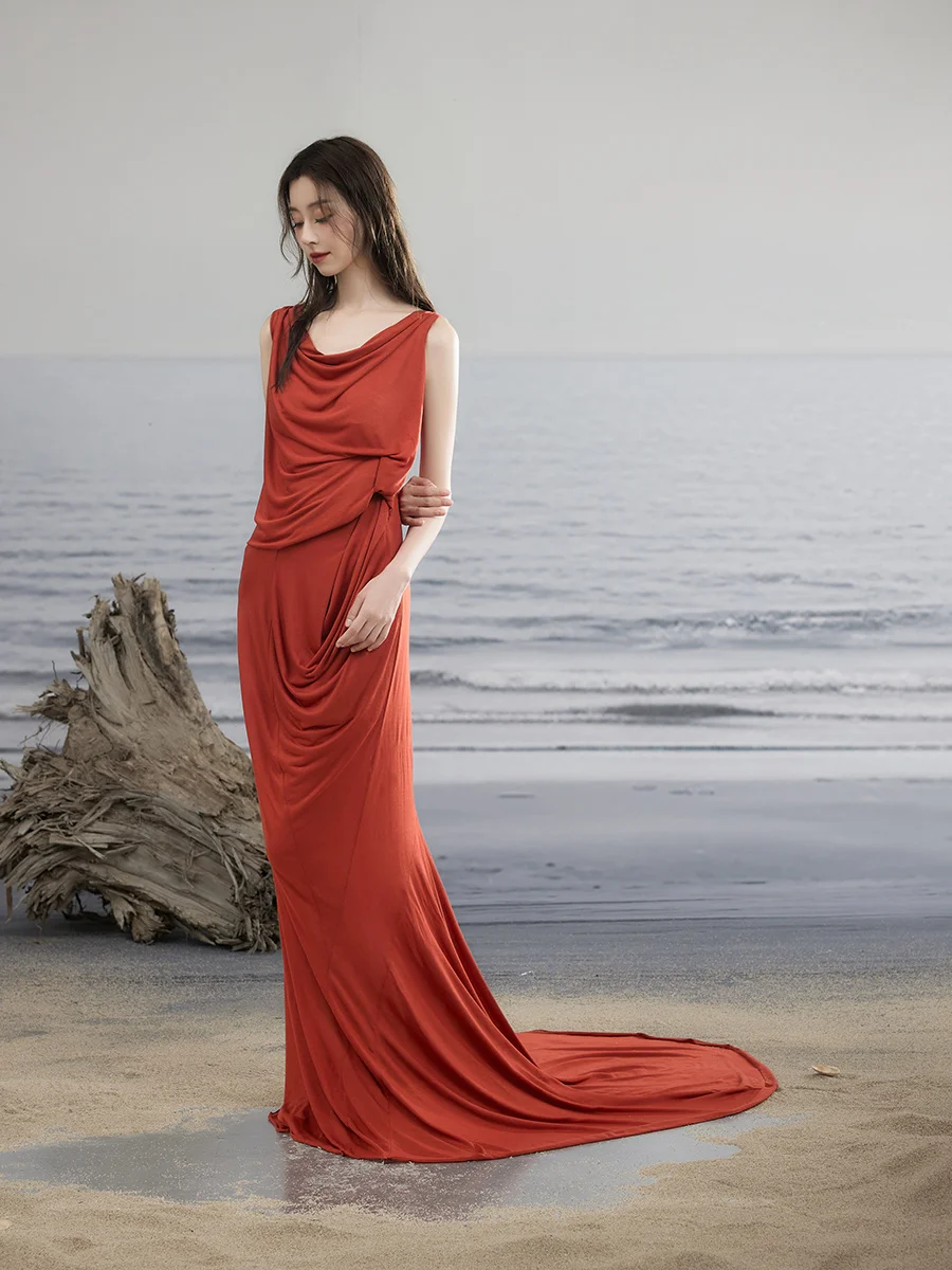 

ONMOON Летнее вязаное платье для женщин, романтичное, длинное, А-силуэт, с изящным расклешенным подолом, новинка 2024