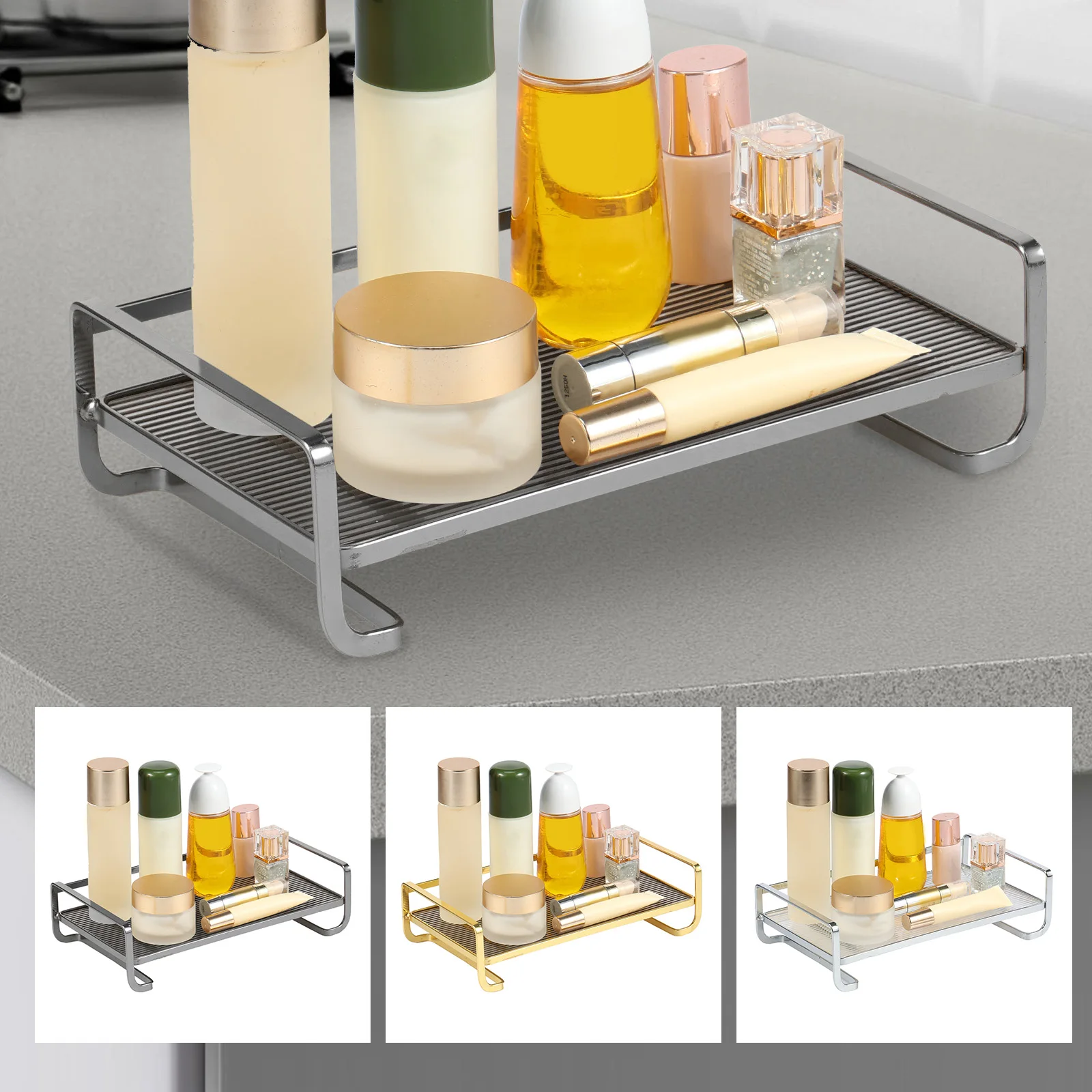 

Counter Tray Vanity Trays Integrated Dresser Top Organizer for Makeup Perfume Cosmetics Skincare Decorative Tray Organizers for