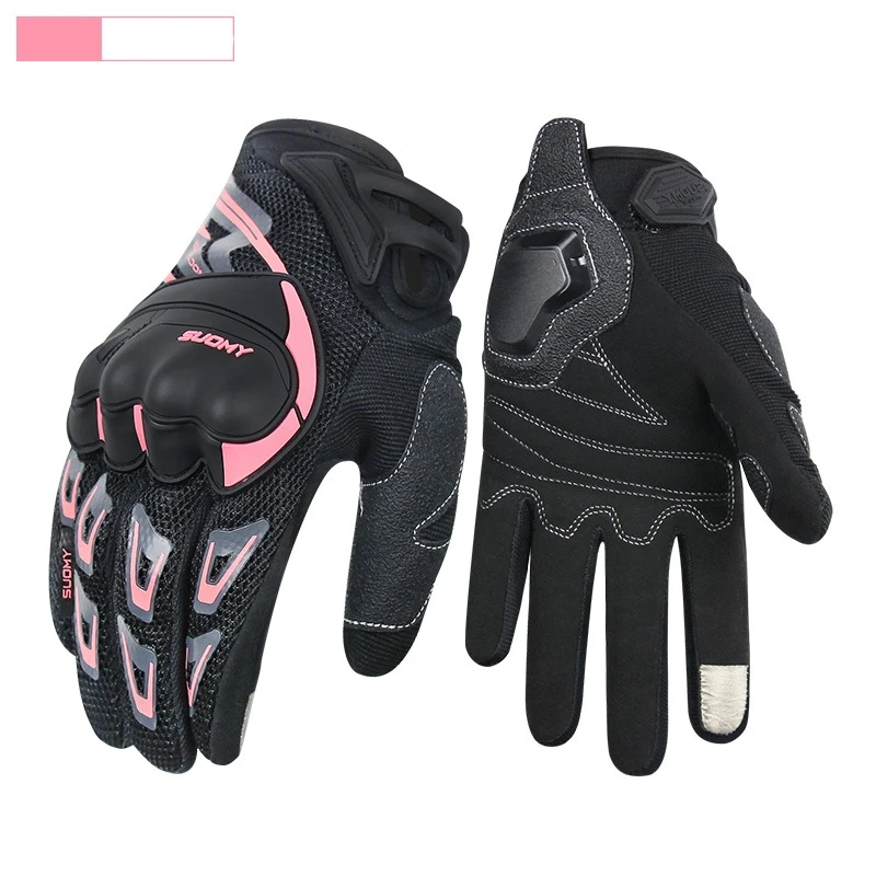 SUOMY Breathable Racing Motorcycle Gloves Pink Full Finger Anti-Skid Summer Riding Size XS-XXL for Men Women Motorbike Gear view 5