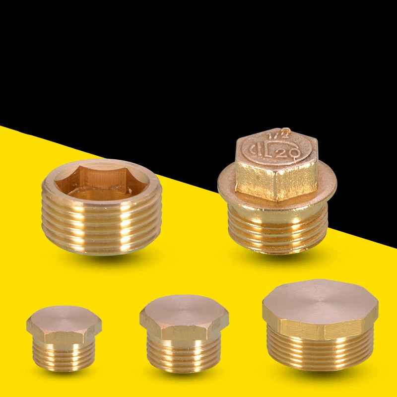 

1/8"1/4"3/8"1/2"3/4'' Male Female Thread Brass Pipe Hex Head End Cap Plug Fitting Quick Connector Brass Universal Faucet Adapter