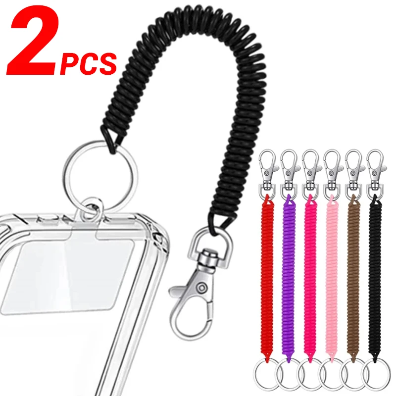 Anti-Lost Chain Spiral Elastic Spring Rope Multifunctional Mobile Phone Lanyard Strap for Keychain Key Ring Holder Clasp Hook