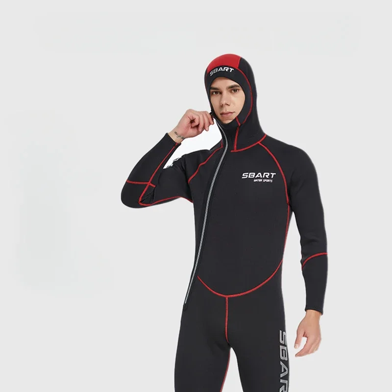 3MM Thick Hooded Wetsuits for Men Warm and Durable Underwater Clothing for Deep Diving and Spearfishing