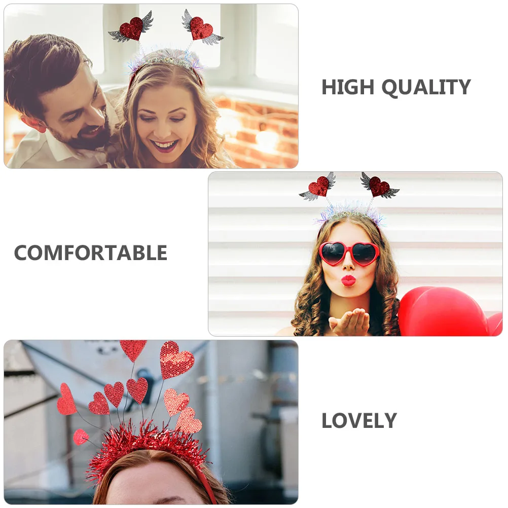 

2 Pieces Heart Shaped Headbands Valentine Day Hair Hoops Party Accessories Comfortable Premium Material