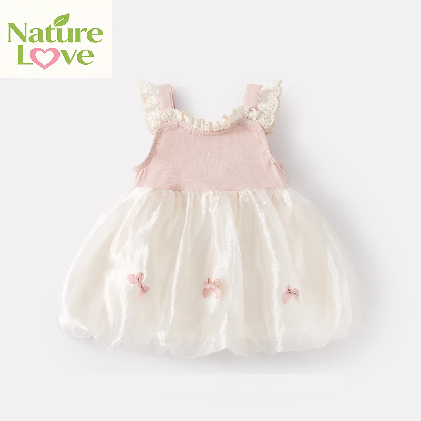 

Baby girls summer Lightweight Dress Bowknot Lace Mesh Backless Dress for Infants And Toddlers Korean Style Flower Bud Dress