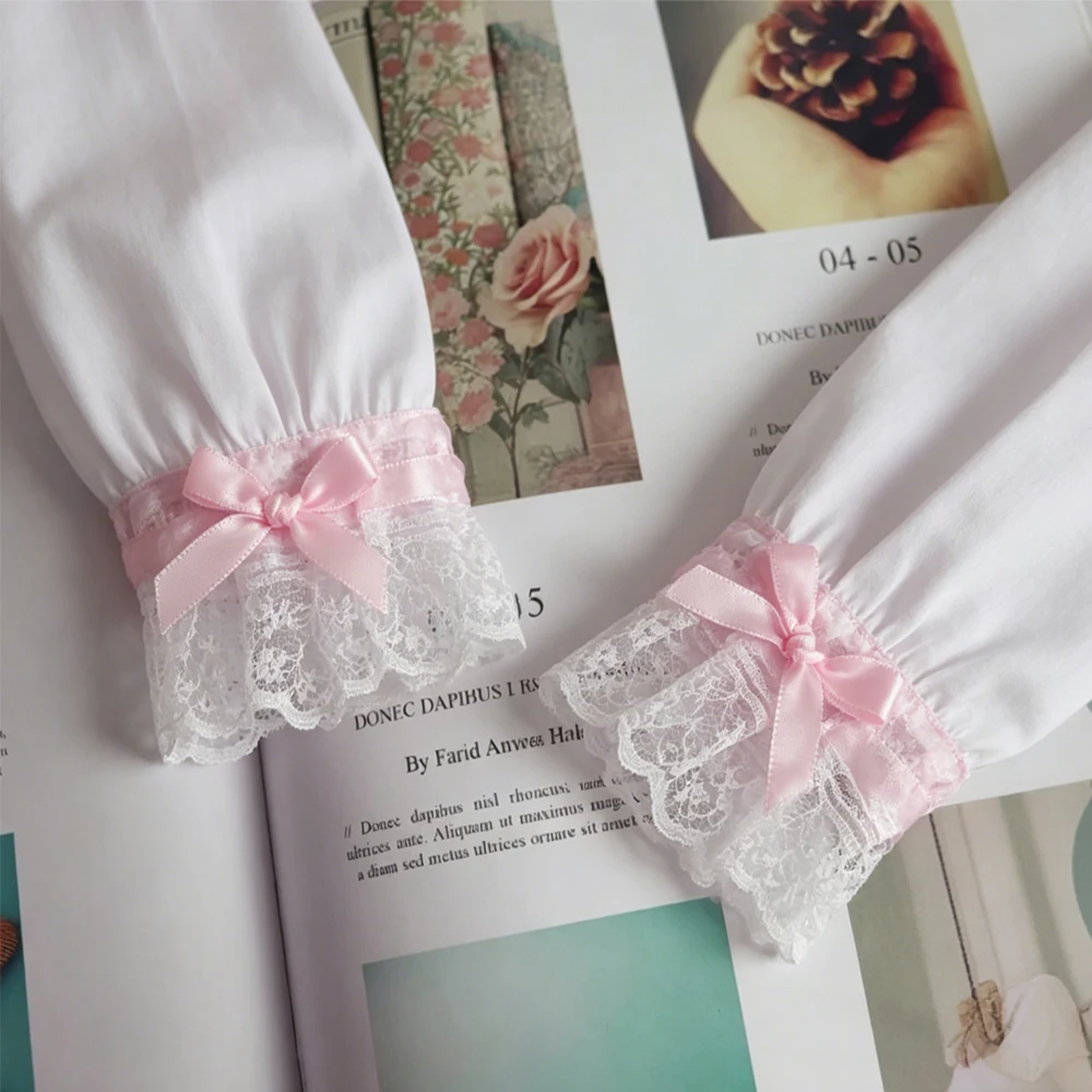 1 Yard weiß rosa zarte Schleife Rüschen Stickerei Spitzenstoffe für Kleidung Geschenk Wohnaccessoire handgemachte Nähbesatz Handwerk – Detail 2