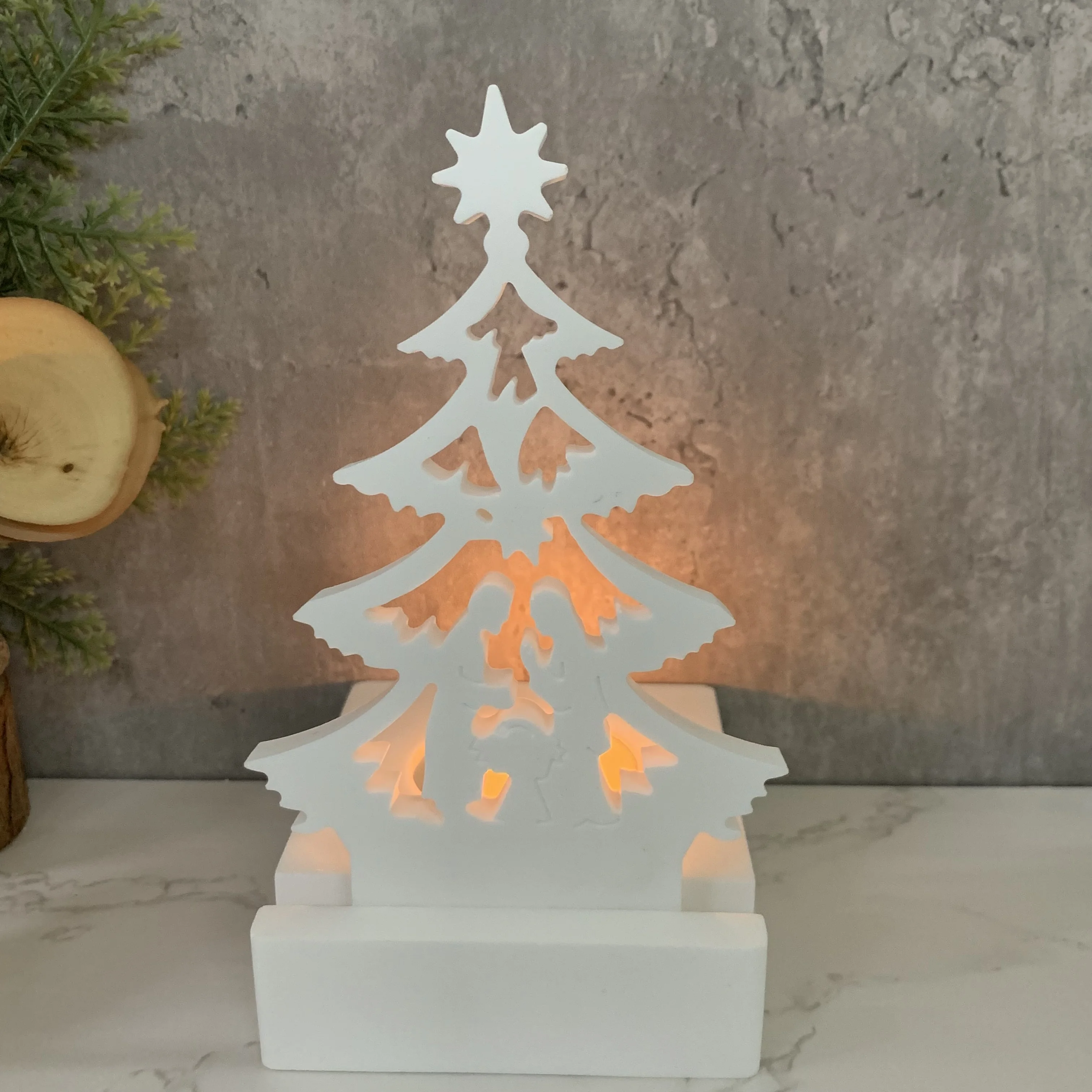 Christmas Tree Jesus Prayer Ornament Silicone Mold DIY Christmas Tree Candlestick Plaster Resin Crafts Making Tools Home Decor