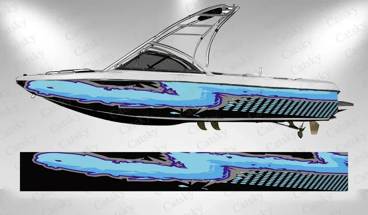 Ink Splatter Abstract Geometric Lines Beautiful Boat Sticker Vinyl Ship Pontoon Deck Boat Fishing Decorative Pontoon Boats Decal
