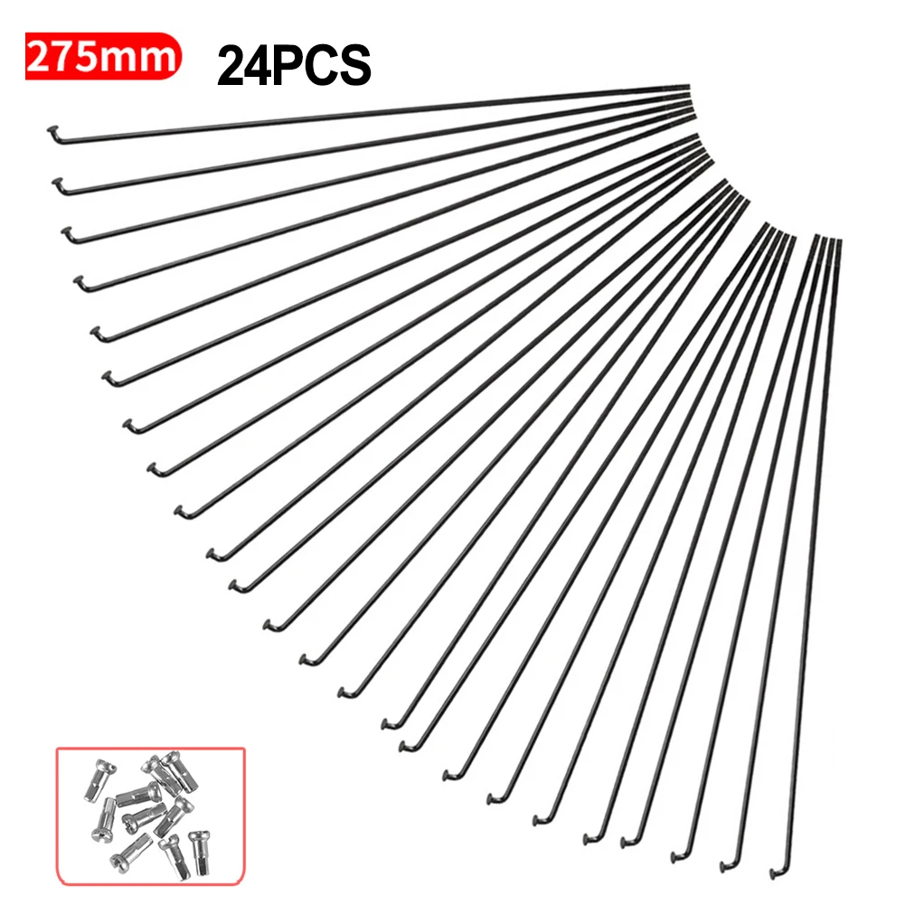 24 Pcs Bicycle Spoke 85/255/260/275/283/289/288MM Steel Spokes With Nipples For 27.5/26/29er Bike Accessories