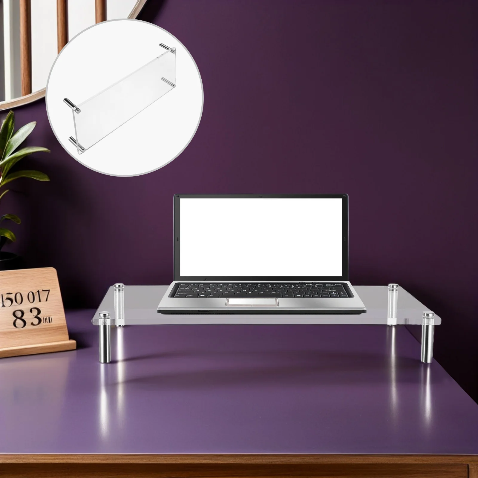 Transparante Monitor Stand Riser 50*24Cm Helder Acryl Desktop Lift Voor Computer Laptop Ruimtebesparend Bureau Plank Stabiel