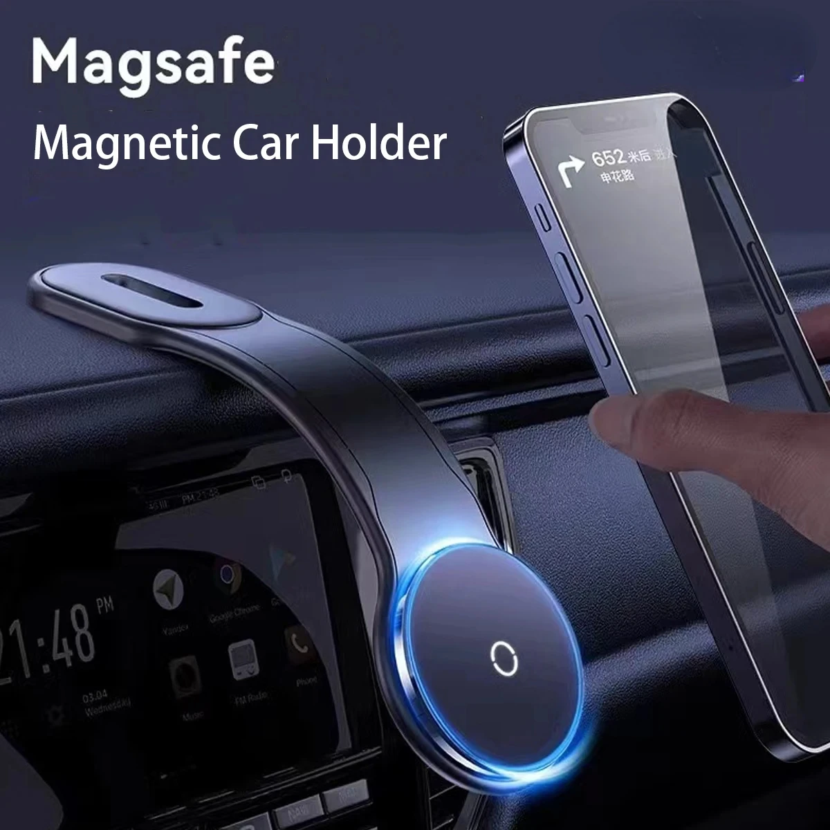 

ftvae MagSafe Car Mount Detachable, Bendable Aluminum Arm Magnetic Phone Holder for Car Cell Phone Mount for Car