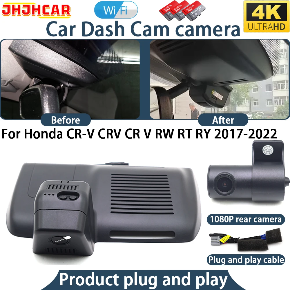 4K UHD Dash Cam For Honda CR-V CRV CR V RW RT RY 2017-2022 Plug And Play WiFi DVR Camera Video Recorder 170° Wide Angle Night