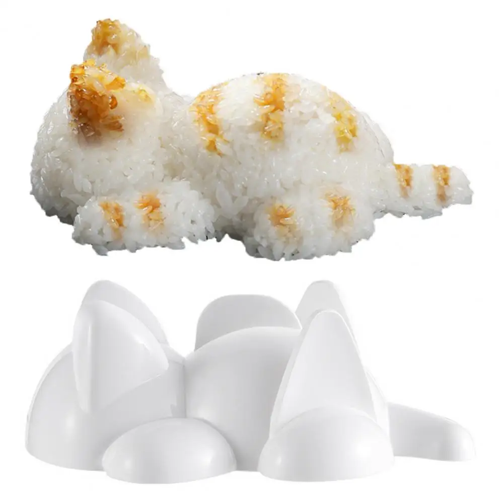 1/3/5Pcs Rice Ball Mold Food Grade Material Cat Shape Lying Flat Design Sushi Mold Easy Press Rice Ball Maker Onigiri Mold