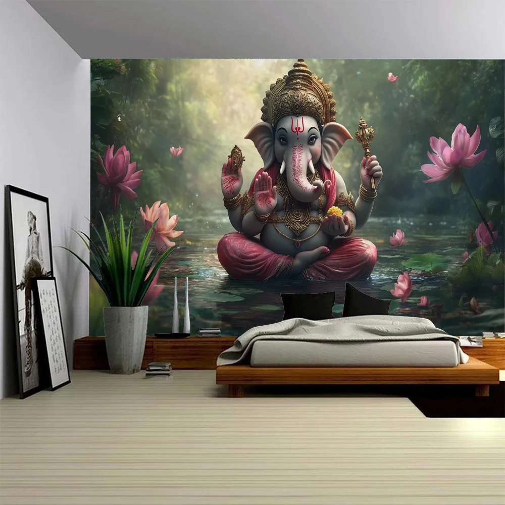 Home decoration tapestry Indian elephant Buddha statue wall hanging cloth psychedelic tarot cards witchcraft hippie background