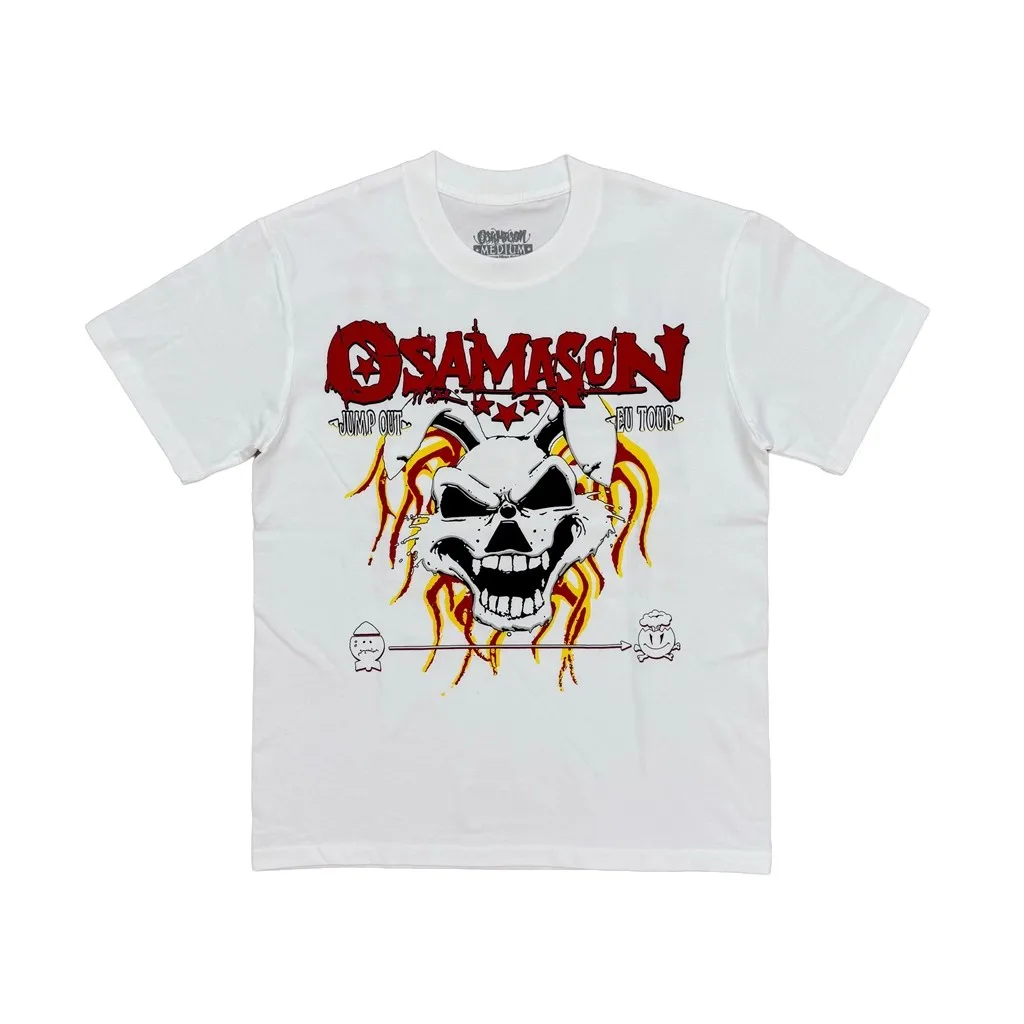 New Men EU Tour merch OSAMASON White Skull T Shirts T-Shirt Hip Hop Skateboard Street Cotton T-Shirts Tee Top Opium E155