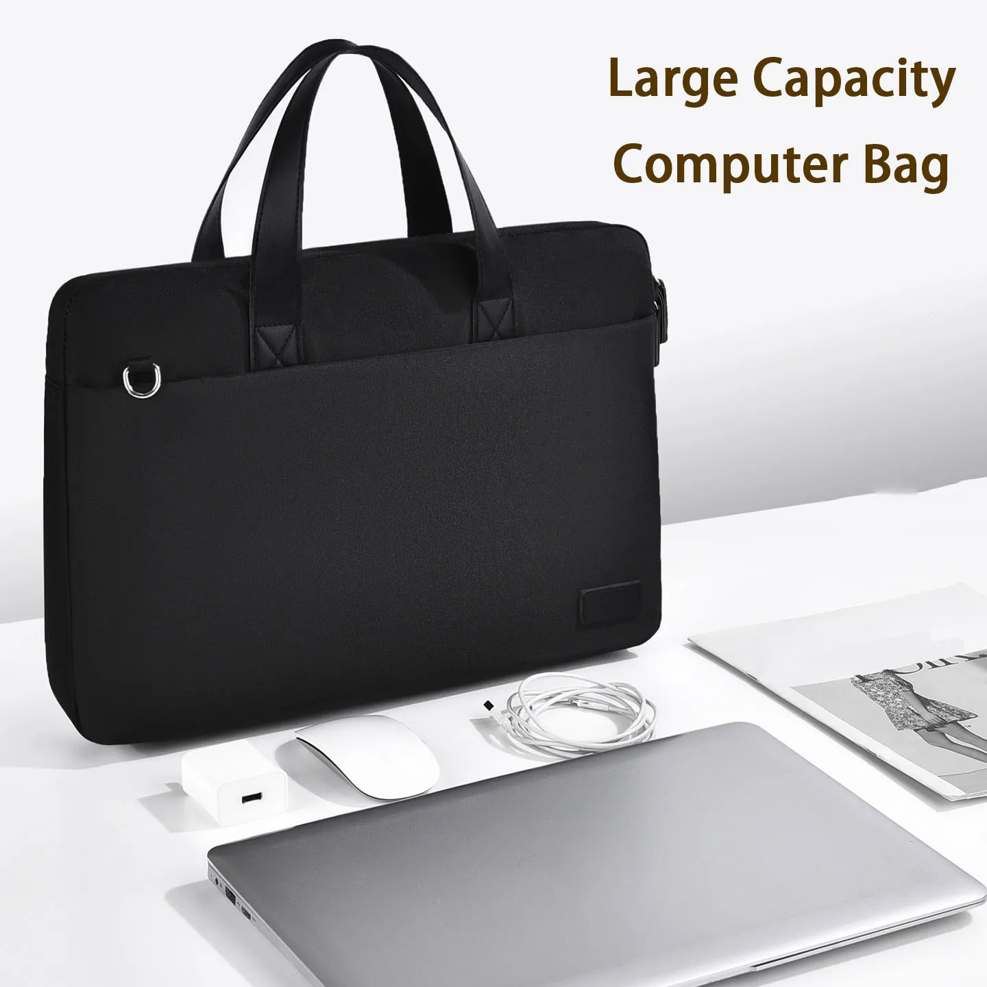 1PC 14-inch Laptop Bag Unisex Style Large Capacity Lightweight Commuter Shoulder Bag Men's Minimalist Business Laptop Carry Bag