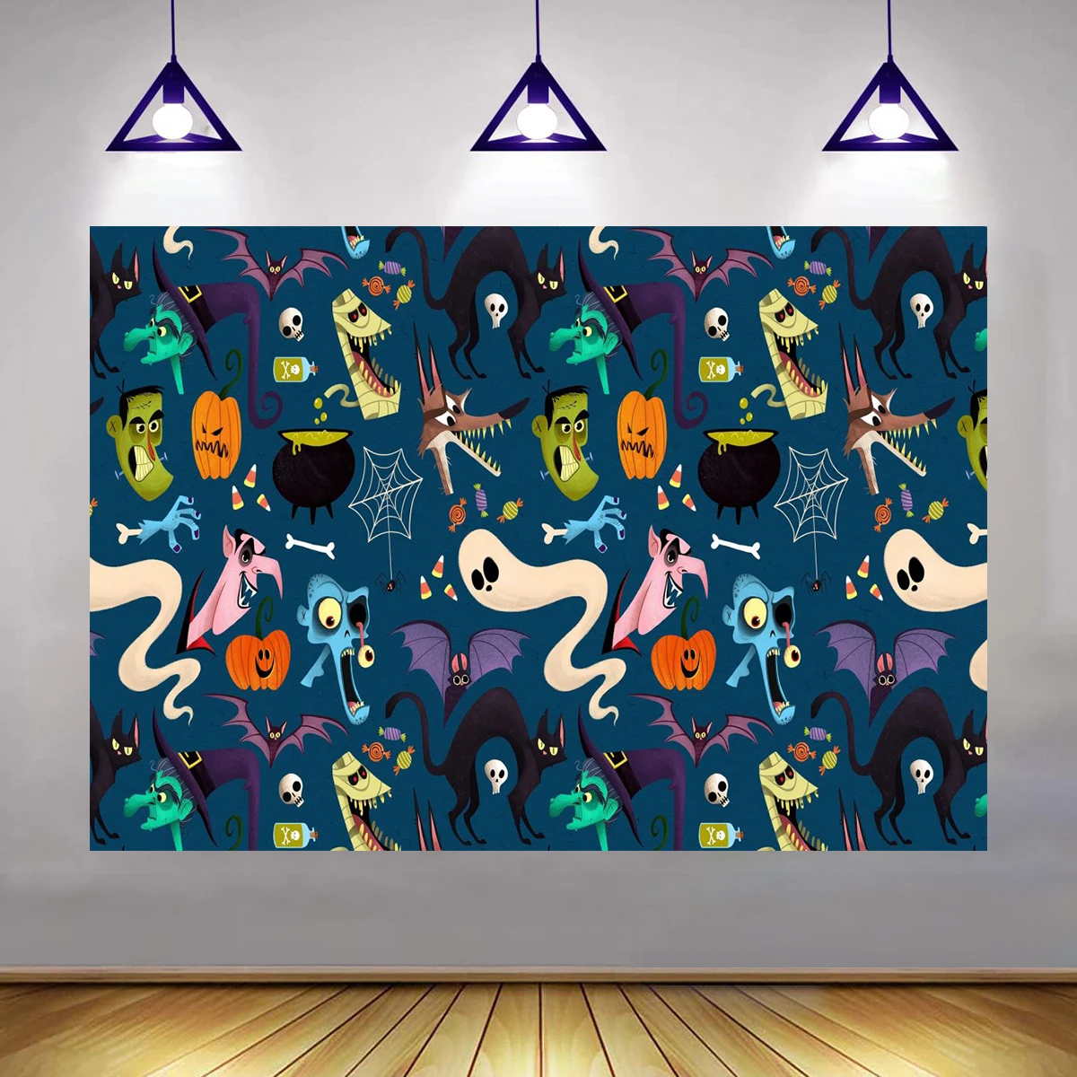 

Halloween Symbol Backdrop Dressed Up Theme Party Photography Background Creepy Witch Vampire Ghost Haunted House Decorations