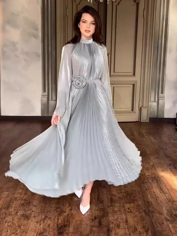 Eid Ramadan Dubai Women Dresses Pleated Belted Abaya Party Long Dress Morocco Kaftan Vestidos Saudi Arabic Robe Jalabiya 2026