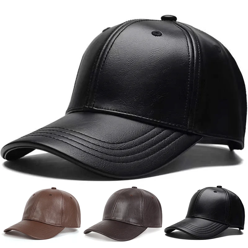 Pu Leather Baseball Caps Spring and Autumn Outdoor Adjustable Casual Hats Sunscreen Hat