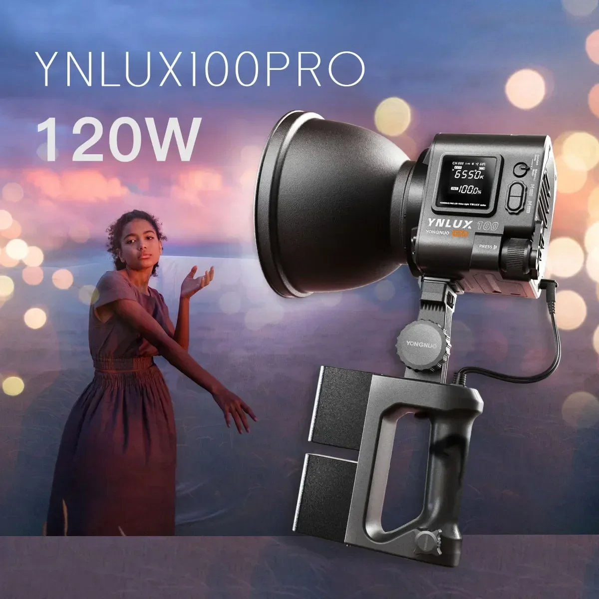Светодиодный COB-светильник Yongnuo LUX100 YNLUX100 PRO 120W 2700K-6500K с креплением Bowens, портативный, для улицы