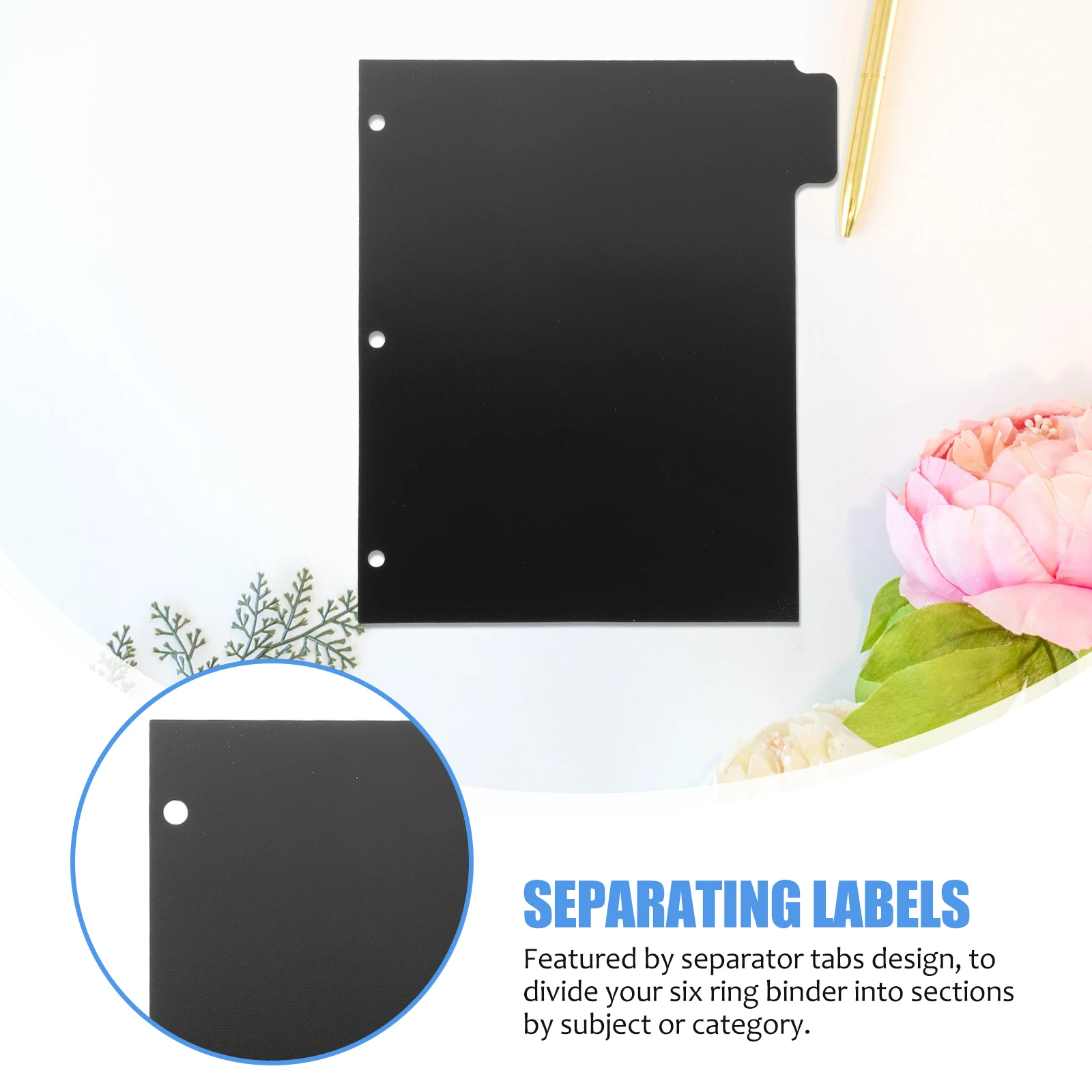 

A4 5 Pages PP Material Binder Dividers with Tabs Separators Notebook Supplies Loose Leaf Divider Index Page Black Color
