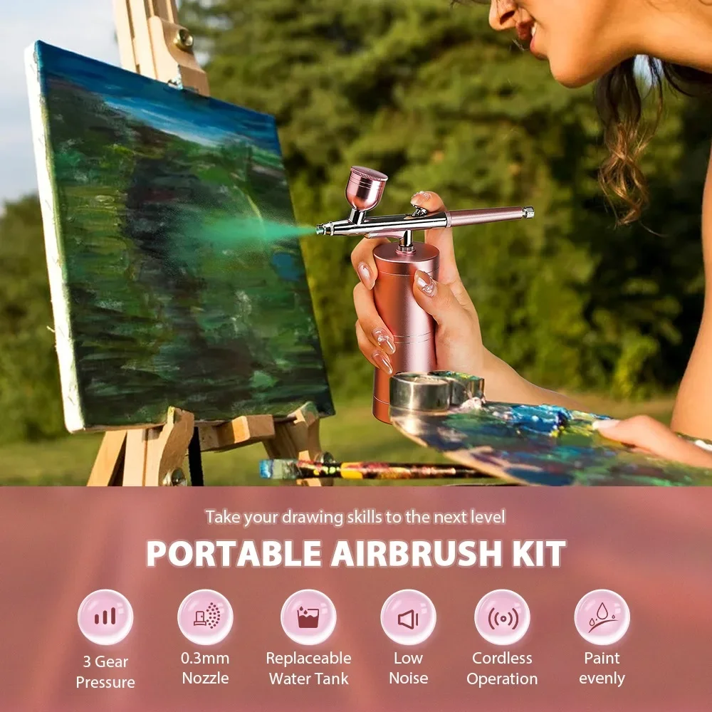 الوردي طقم ضاغط الهواء الصغير 0.3 مللي متر مسدس رش البخاخة العلوي لمسمار الفن الوشم الحرفية كعكة نانو الضباب ضباب اللوحة #5