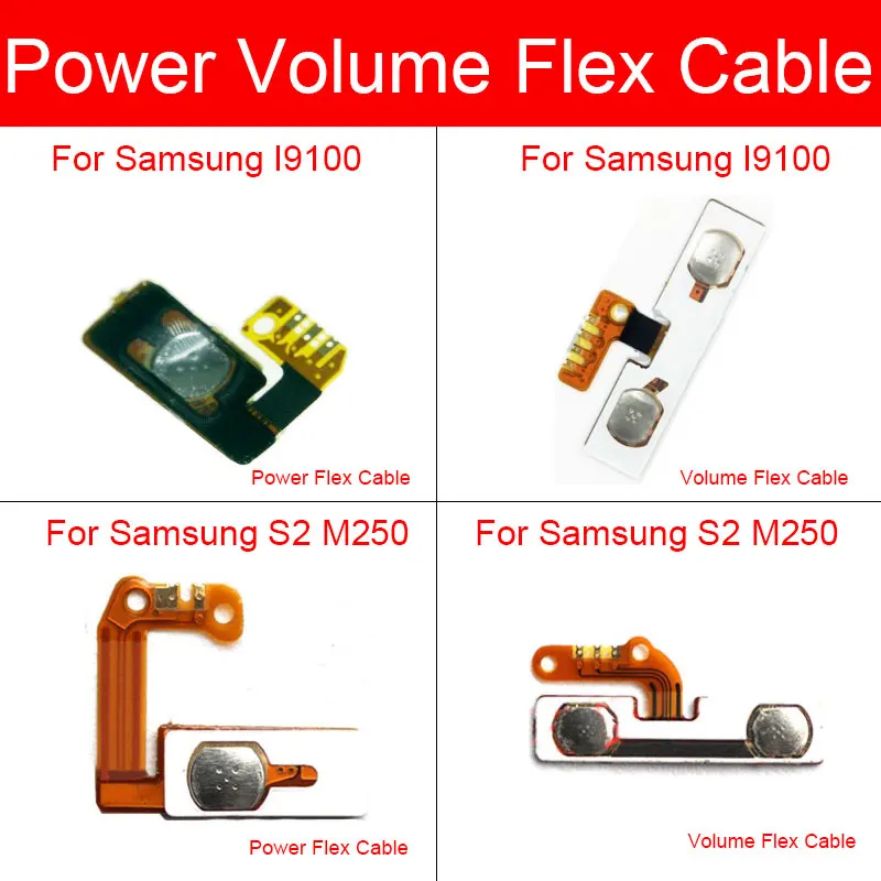 1 Set Volume Up Down Flex Cable For Smasung Galaxy S2 I9100 M250 Switch On Off Power Control Button Key Side Replacement Parts