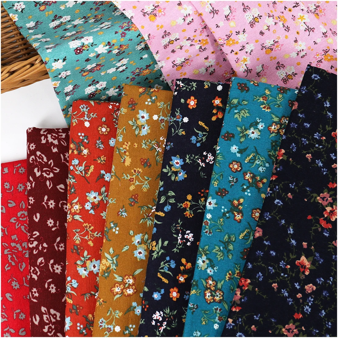 Cotton Linen Printed Foral Fabric For Sewing Dress Quilting Clothes By The Meter DIY Small Flower Handmade Cloth