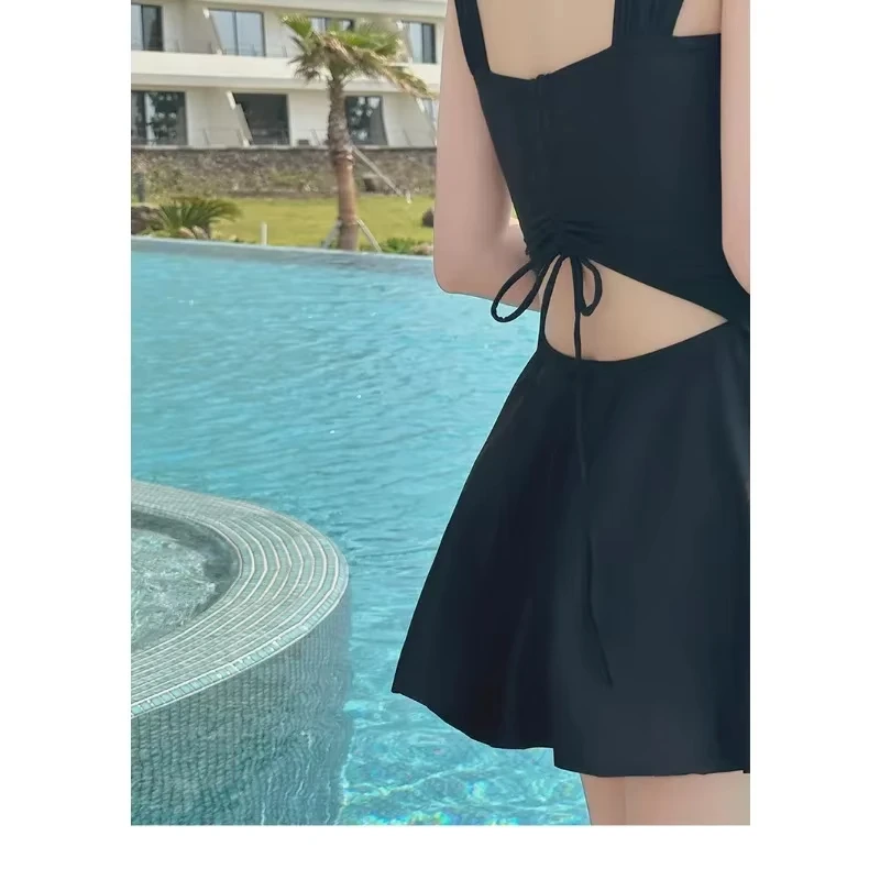 Nuevo traje de baño de una pieza de Color sólido de verano para mujer, traje de baño ajustado con espalda descubierta y adelgazante, traje de baño para Fiesta al aire libre y piscina