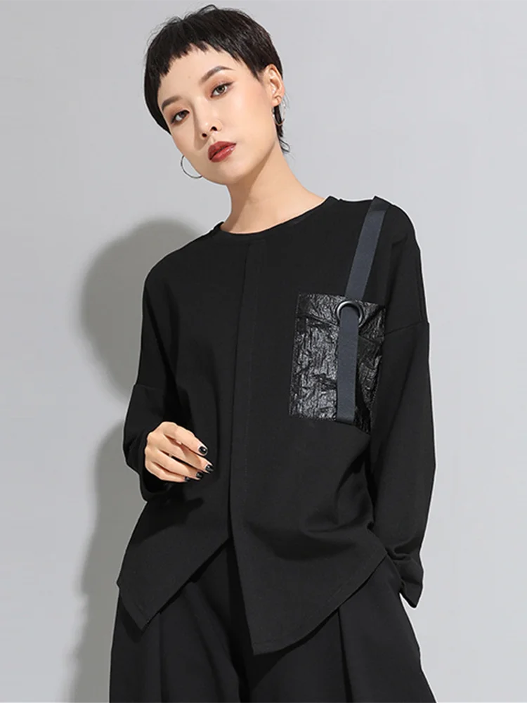 Max LuLu Clothing 2024 Fahion European Style Punk Tops Streetwear Ladies Patchwork Tee Shirts Womens Loose Black Cotton Tshirts