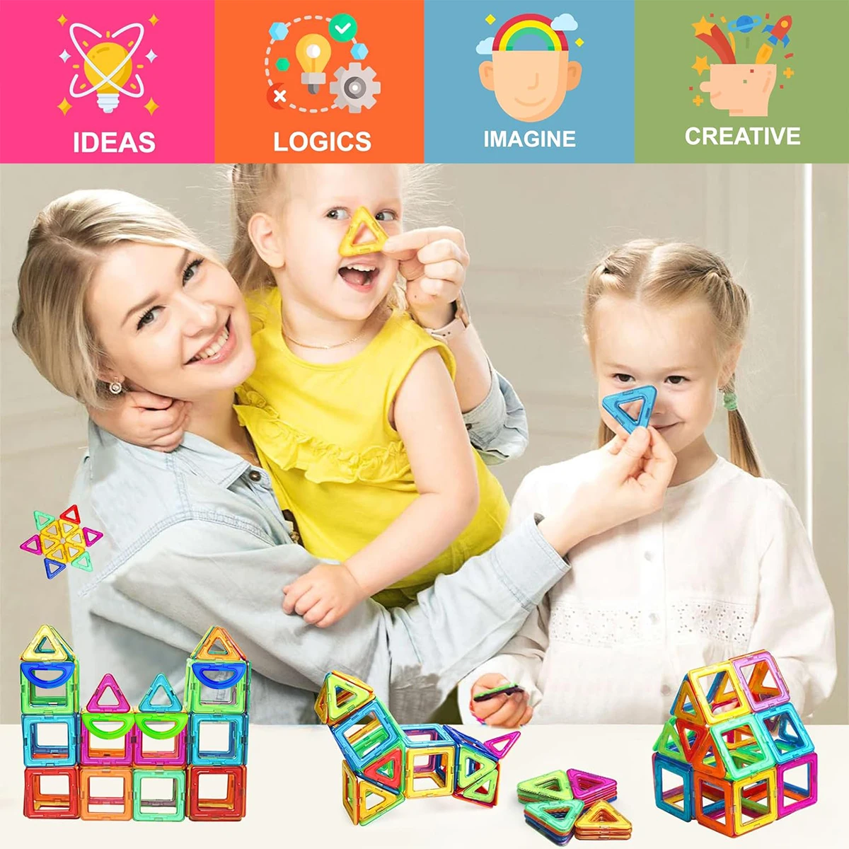 Magnetic Building Blocks 3D STEM Constructor Set For Kids Educational Toys For 3Years+ Old Kids Boys Girls Gifts 36/60/96PCS