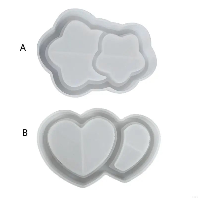 

Q0KA DIY Silicone Mold for Stars and Heart Shaped Trays Making Storage Tray