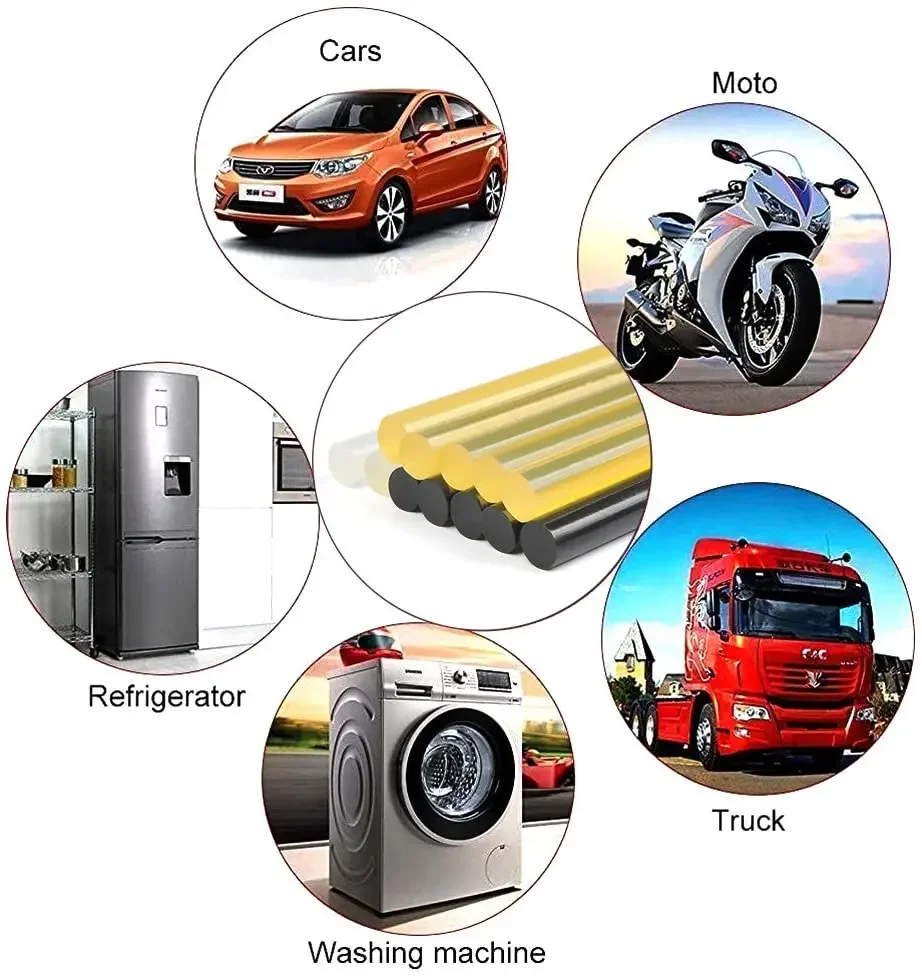 10-30Pcs Lem Tembak Panas Hitam Daya Rekat Tinggi 7mm untuk Perbaikan Kerusakan Mobil, Alat Perbaikan DIY, Lem Tembak Panas untuk Perbaikan Penyok Tanpa Cat