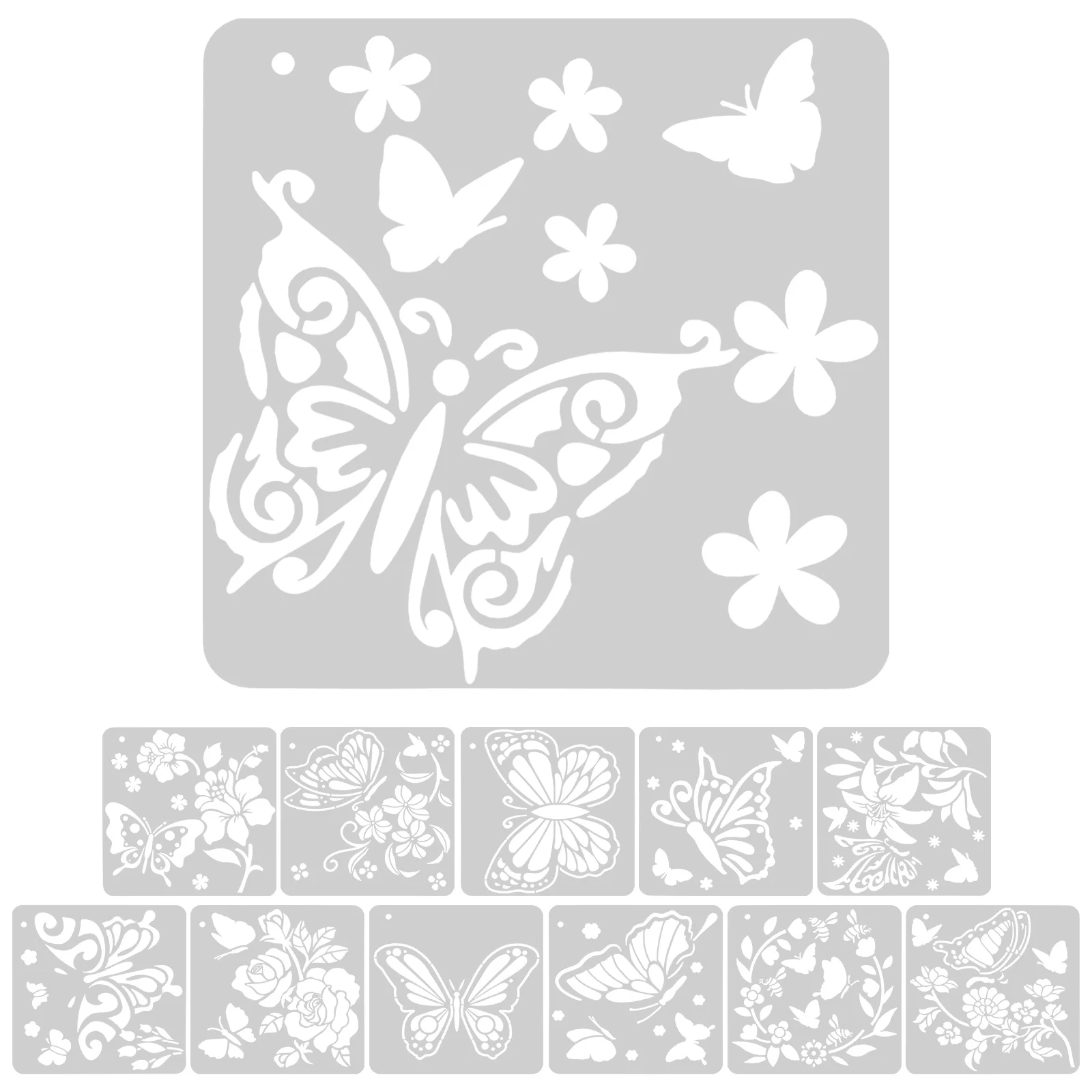 Plantillas de pintura de 12 hojas para molde de pared, plantillas de mariposa para mascotas, letrero de madera, manualidades, dibujo infantil