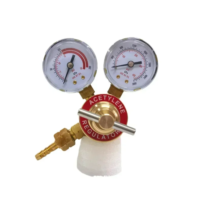 Small Valve Body Acetylene Meter Intake CGA200 Inner Teeth All Copper Pressure Adjustable Pressure Gauge Acetylene Reducer