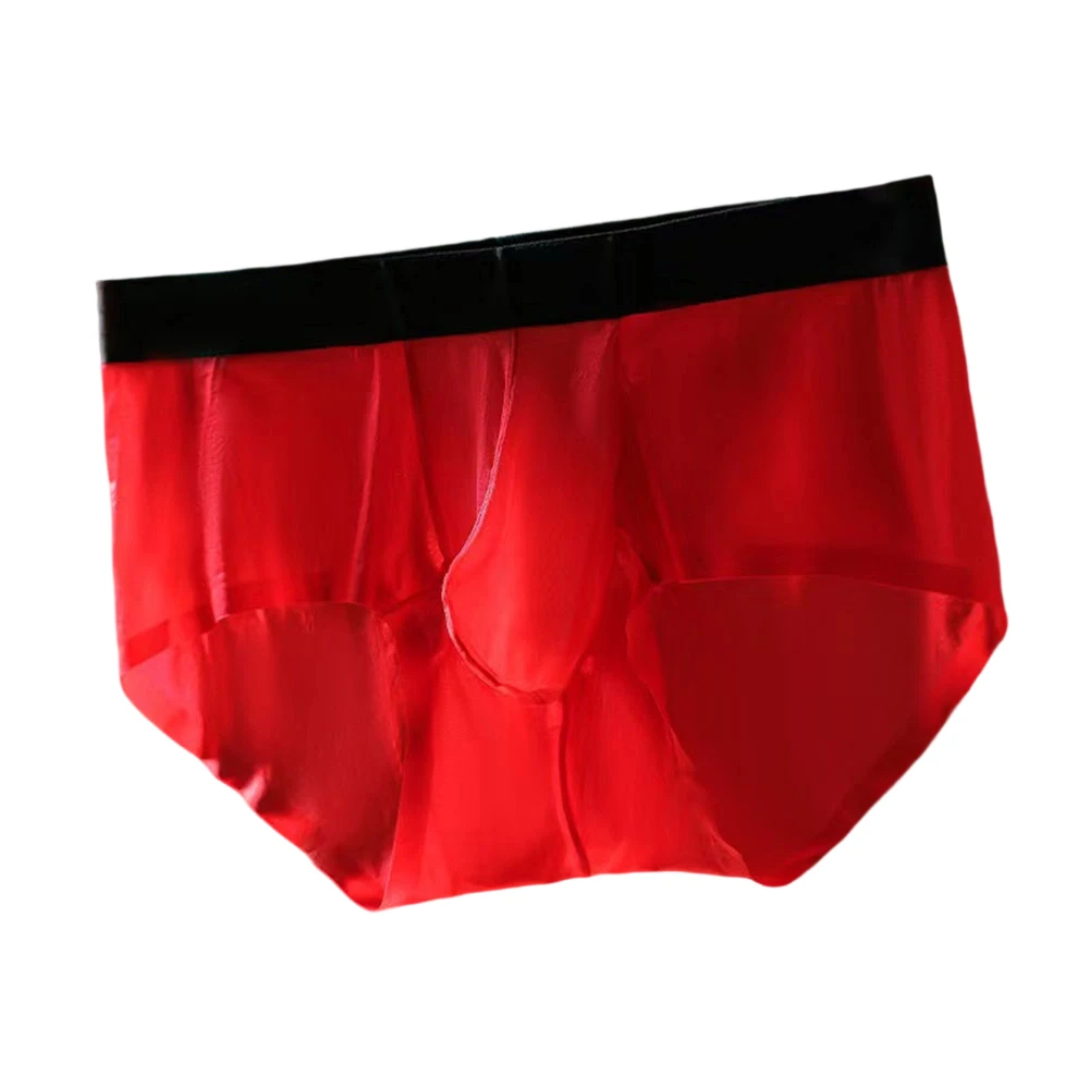 

Men's Ultra-Thin Ice Silk Boxer Briefs Breathable Mesh Pouch Seamless Quick-Dry Underwear For Summer Sports Daily Wear